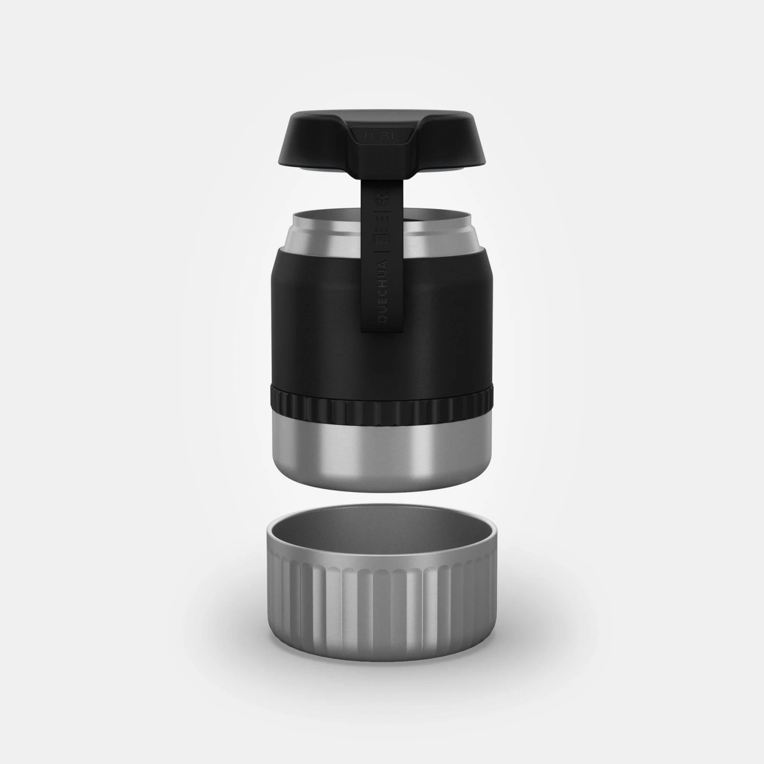 Quechua Stainless Steel Isothermal Food Box For Hiking MH500 0.8 L With Bowl Black 2 Quechua Stainless Steel Isothermal Food Box For Hiking MH500 0.8 L With Bowl Black - Image 2