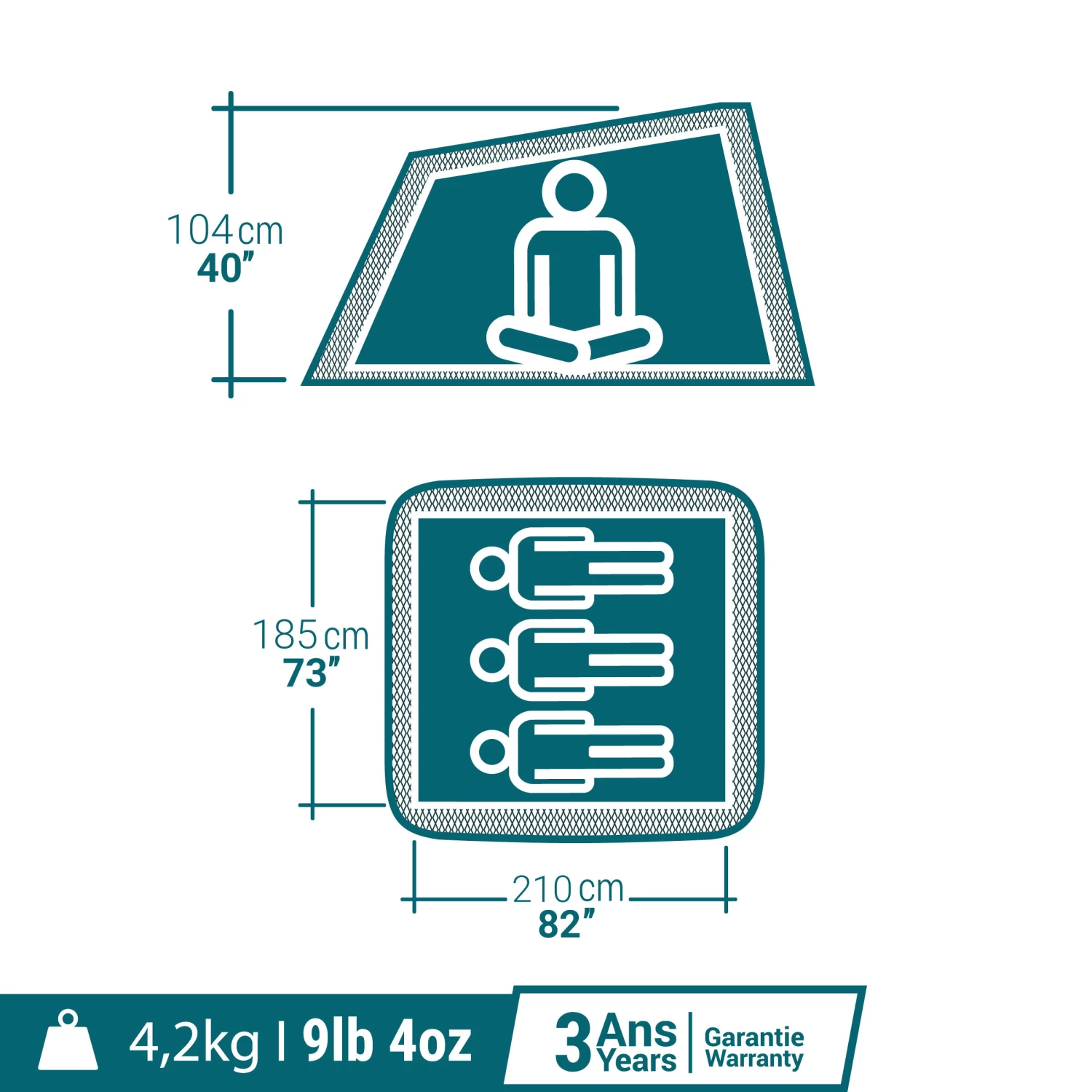 Quechua 3 Man Pop-Up Blackout Tent 2 Quechua 3 Man Pop-Up Blackout Tent - Image 2